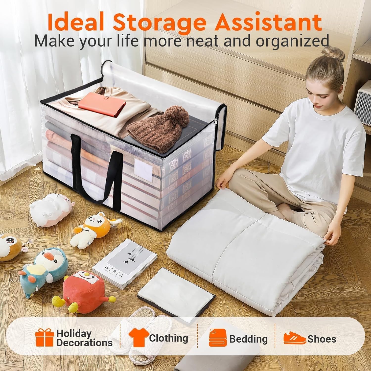 BlissTotes Moving Bags, 93L 8-Pack Storage Bags, Moving Box Heavy Duty Extra Large, Moving Totes with Zipper, Reinforced Handles & Tag Pocket, Boxes for Packaging Moving - Image 5