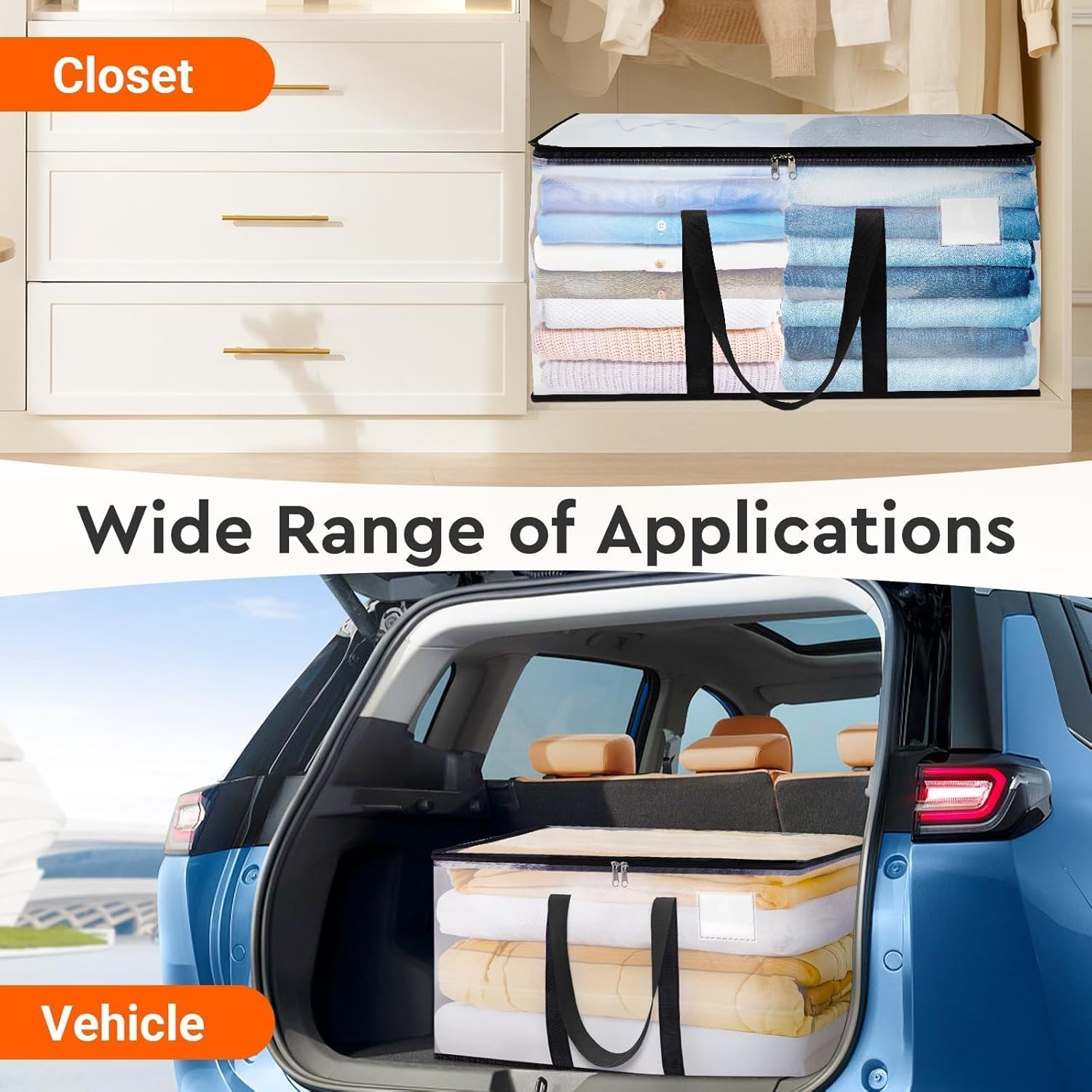 BlissTotes Moving Bags, 93L 8-Pack Storage Bags, Moving Box Heavy Duty Extra Large, Moving Totes with Zipper, Reinforced Handles & Tag Pocket, Boxes for Packaging Moving - Image 7