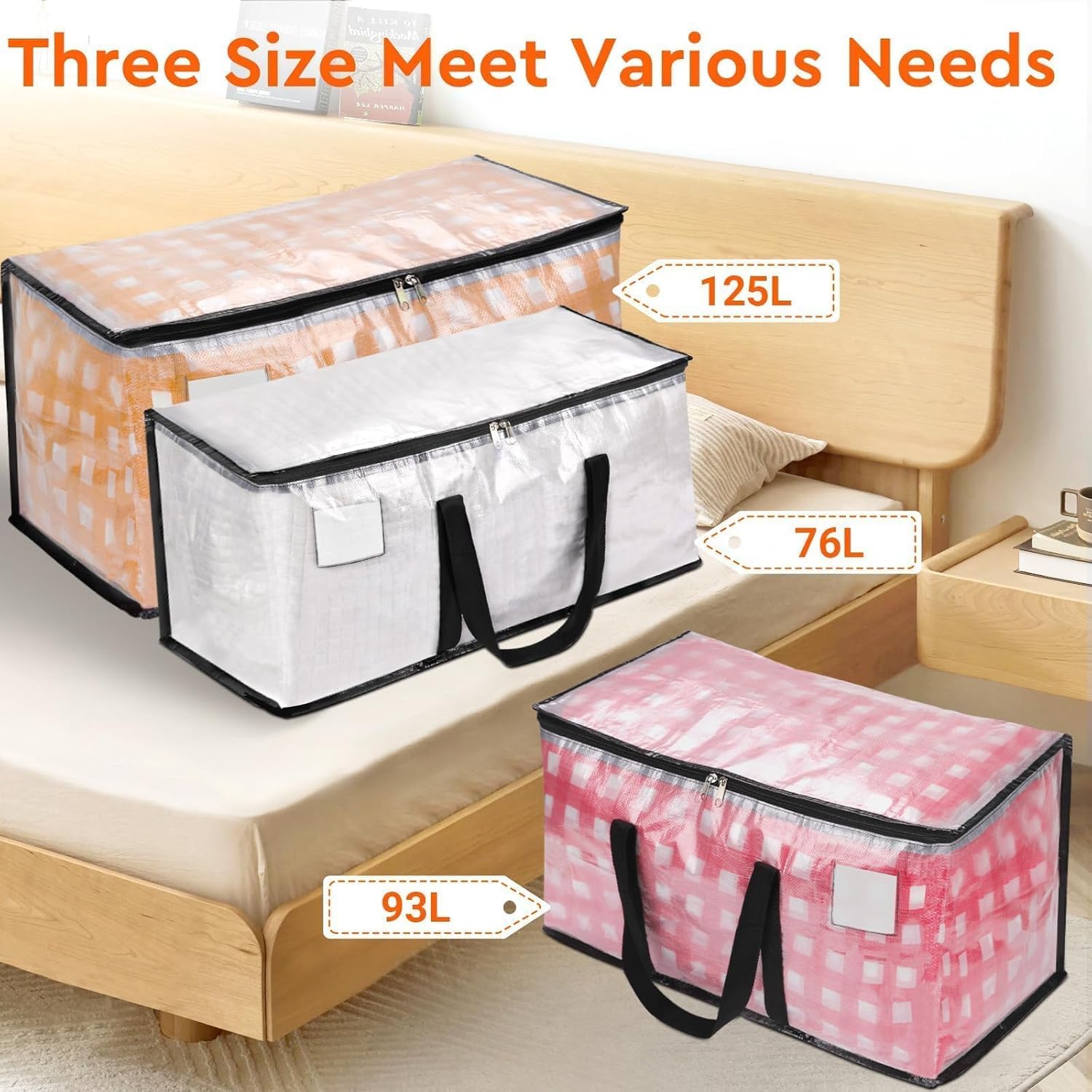 BlissTotes Moving Bags, 93L 8-Pack Storage Bags, Moving Box Heavy Duty Extra Large, Moving Totes with Zipper, Reinforced Handles & Tag Pocket, Boxes for Packaging Moving - Image 8